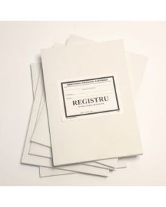 Registru pentru evidenta formularelor actelor de studii tipizate distribuite (model ISJ Iasi). Coperta carton subtire (duplex), culoare alba