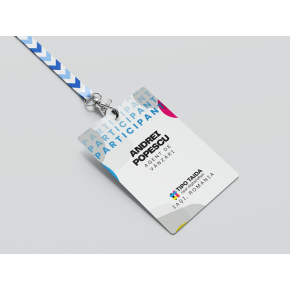 Ecusoane (badge-uri) personalizate pentru evenimente, format A6 (TipoTaida)