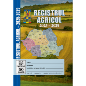 Registru agricol 2025 - 2029, format A3/t2, 50 gospodarii coperta tiparita motive agricole