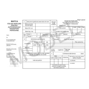 Foaie de parcurs pentru autovehicule transport persoane (format A4) 100 file