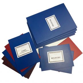 Registrul privind operatiunile prezentate la viza de control financiar preventiv, coperta carton gros invelita cu imitatie piele de diferite culori