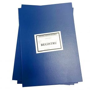 Registru de evidenta a documentelor scolare. Coperta carton gros invelita cu imitatie piele de diferite culori