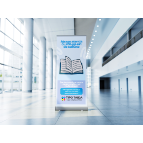 Sistem roll-up banner (print de calitate, sistem metalic, geanta de transport)